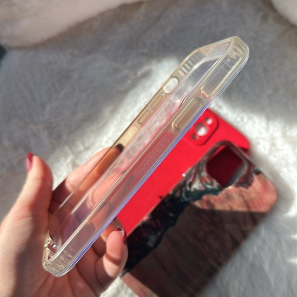 Set of 3 iPhone 12 Pro phone cases CARVED live edge MagSafe red and wood style - Picture 9 of 9